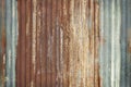 Old zinc wall texture background, rusty on galvanized metal panel sheeting Royalty Free Stock Photo