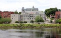 Olde Federal Building, landmark edifice, waterfront view across the Kennebec River, Augusta, ME, USA Royalty Free Stock Photo