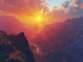 olden Hour Heights Experiencing the Splendor of Sunset from a Mountain Overlook , 3D render ,4k