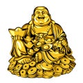 olden laughing asian monk statue sketch
