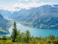 Oldenvatnet lake and Innvikfjorden from Skredfjellet top, Norway Royalty Free Stock Photo