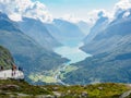 Oldenvatnet lake from Mount Hoven skylift top, Norway Royalty Free Stock Photo