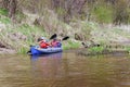 Older Active People. Kayaking trip on the river. Active recreation on the water