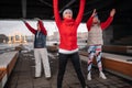 Older Adults Active in Sports and Fitness. Middle Aged Women Exercising Outdoors in at Park. Six Feet Of Social Distance Space Royalty Free Stock Photo