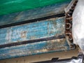 Older air conditioner in the wash. After not maintaining it for a long time. Dusty interior And the parts are rusty. Accumulating Royalty Free Stock Photo