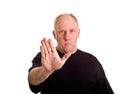 Older Bald Man Hand up for Stop