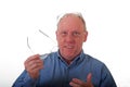 Older Balding Man with Three Pairs of Glasses