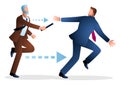 Older businessman passing baton to younger businessman in relay race Royalty Free Stock Photo