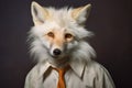 older fox as an office manager in white shirt with a white hair