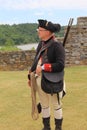 Older gentleman dressed as soldier, during demonstrations, Fort Ticonderoga, New York, 2016