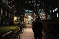 A older gentleman enjoying a nice walk at night, central London, Uk