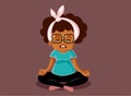 Upset Senior Woman trying to Relax in Yoga Pose Vector Cartoon Illustration