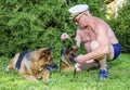 Older male dog the mirror Royalty Free Stock Photo