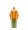 Older Man with Crutches. Disability, Elderly, Grandfather