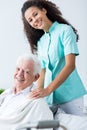 Older man and his carer Royalty Free Stock Photo