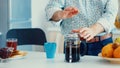 Making coffee in french press Royalty Free Stock Photo