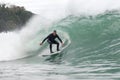 68 year old man surfing a big wave Royalty Free Stock Photo