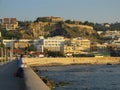 Rethymno, Greece - june 15, 2017: older men fishermen fishing by the sea at sunset