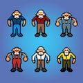 Older people, senior pensioner pixel art avatars