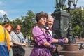 Older people spend their leisure time dancing in the square