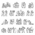 Older persons icon set, simple style