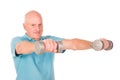 Older senior man lifting weights
