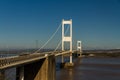 The older Severn Crossing, suspension bridge connecting Wales wi Royalty Free Stock Photo