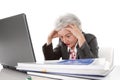 Older tired business woman may be all too much - isolated on wh