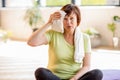 Older woman doing yoga indoors Royalty Free Stock Photo