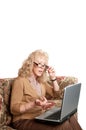 Older woman studying finances Royalty Free Stock Photo