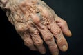 an older womans hand with wrinkled skin