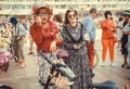 Older women in vintage dresses having fun during the city festival Retro Cruise Royalty Free Stock Photo