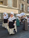 Older women wearing French costiums