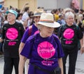 Older women wearing Tshirts `Sappho goes 60` attending the Gay Pride parade also known as Christopher Street Day CSD in Munich