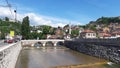 The oldest bridge from the ottoman on the Miljacka river Sarajevo, Bosnia Royalty Free Stock Photo