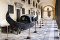 Oldest gondola at the Palace of Doge in Venice Royalty Free Stock Photo