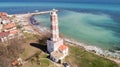The oldest lighthouse on the balkan peninsular, Shabla, Bulgaria. Aerial view