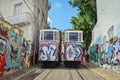 The oldest Lisbon Funicular Gloria Elevador da Gloria Royalty Free Stock Photo