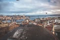 Oldest rooftop of Istanbul with view of historical part of the city in a morning Royalty Free Stock Photo