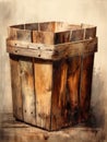 An oldfashioned wooden bin its faded paint testament to better days.. AI generation