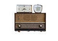Oldie radios and clock Royalty Free Stock Photo