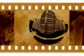 Oldies 35mm frame photo with old car Royalty Free Stock Photo