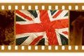 Oldies 35mm with old UK flag Royalty Free Stock Photo