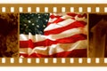 Oldies 35mm with old USAflag Royalty Free Stock Photo