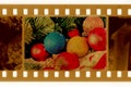 Oldies frame photo with pine, ball and santa hat