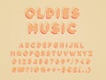 Oldies music vintage 3d vector alphabet set