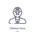 Oldman face icon from people outline collection. Thin line oldman face icon isolated on white background