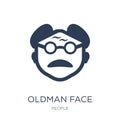 Oldman face icon. Trendy flat vector Oldman face icon on white b