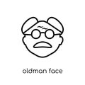 Oldman face icon. Trendy modern flat linear vector Oldman face i