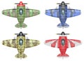 Oldschool fighter aircraft. Cartoon style.